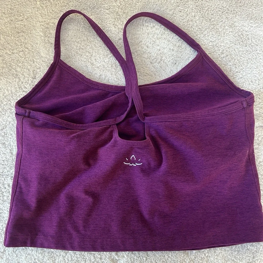 Beyond Yoga Women's L Spacedye Slim Racerback Cropped Tank Bra Aubergine Beet - Picture 2 of 3